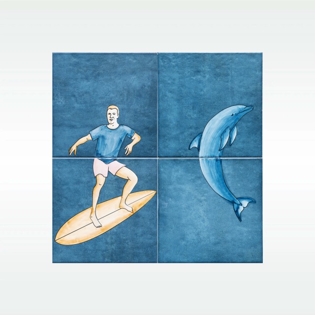 Плитка «Дельфин - Серфингист. Синий»