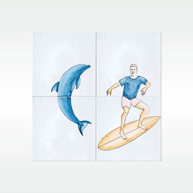Плитка «Дельфин - Серфингист. Белый»
