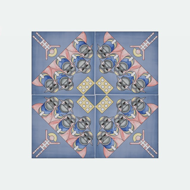 Дизайнерская плитка с узором «Мангалоры. Пастельно-синий»